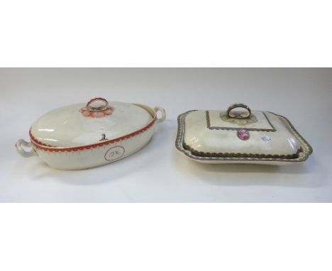 A group of creamwares, late 18th/early 19th century, comprising; a plain two-handled footbath, 32cm. length; a Wedgwood armor
