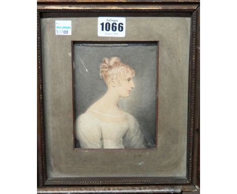 English School (19th century), Profile portrait of Diana Clavering, watercolour, 13.5cm x 9.5cm.3663 CKSYE815/0001/0000