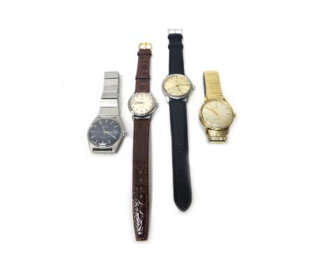 An Omega Seamaster 30 steel cased gentleman's wristwatch, an Omega steel cased gentleman's wristwatch, the signed blue dial w