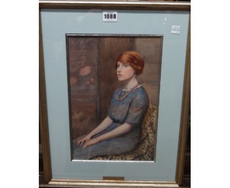 Ethel Badcock (early 20th century), Portrait of Audrey Clive Davies, watercolour, inscribed on reverse, 31.5cm x 21cm.