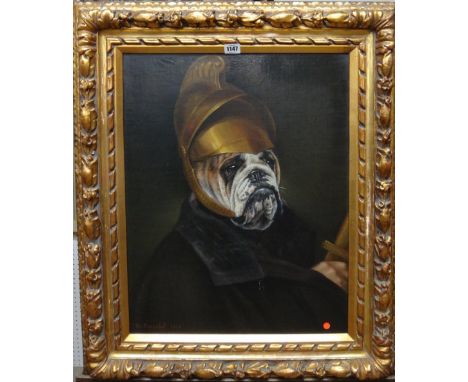 Thierry Poncelet (b.1946), Portrait of General Bulldog, oil on canvas, signed and dated 1994, 57cm x 45cm. DDS