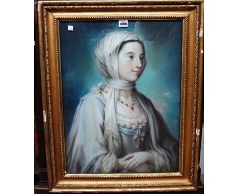 French School (19th century), Portrait of Signora Marendia Shepri de Paros, pastel, 59cm x 44cm.