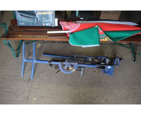 A folding Record pipe bender with pipe cutter