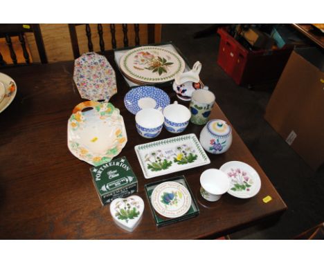 A quantity of various china including Portmeirion, Clarice Cliff new port pottery dish etc