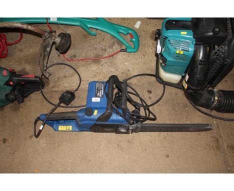 A Tooltronix electric chainsaw with chainguard 