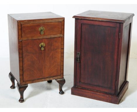 Two vintage 20th century pot cupboards / beside cabinets. OF rectangular form with one having single front door, the other ha