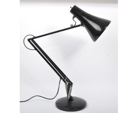 A mid 20th century circa 1960s black anglepoise Herbert Terry model 90 table desk lamp having conical shade over articulated 