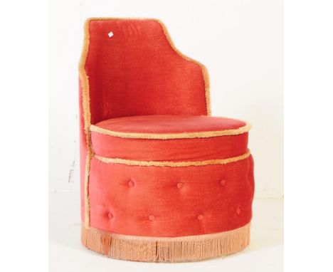 A vintage mid 20th century Sherborne bedroom&nbsp;boudoir ladies chair. With curved back rest on a circular padded seat with 