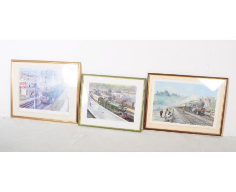 Railway interest - Collection of&nbsp; vintage 20th century railway train / locomotive prints. Chris Wood, Paul Reecsetone, T