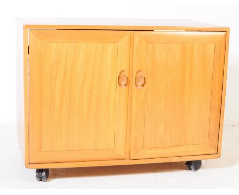 Lucian Ercolani for Ercol - Windsor Range - A retro 20th century circa 1970s teak wood IR television / hi-fi media cupboard c