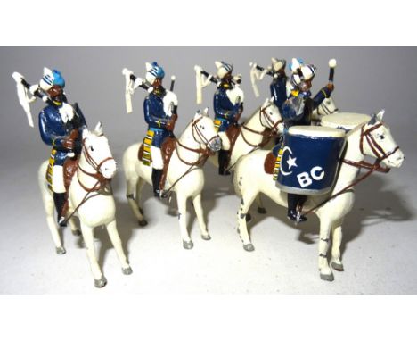 Britains British Indian Army Cavalry very neatly repainted and converted with a mounted Pipe Band (two pipes damaged) and two