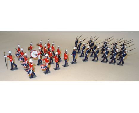Replica Royal Marine Light Infantry Drum and Bugle Band and Britains Royal Marine Artillery marching at the slope and Officer