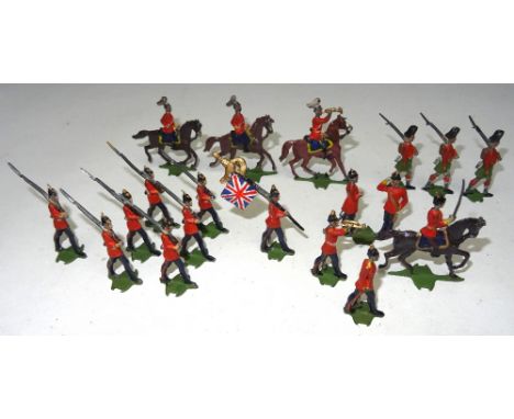 Haffner 40mm scale semi-flat British Army Dragoon Guards, Infantry and Highlanders (Condition Good, flag and some other parts