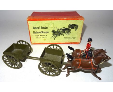 Britains set 1330, Royal Engineers General Service Limbered Wagon at the gallop in original illustrated box (Condition Very G