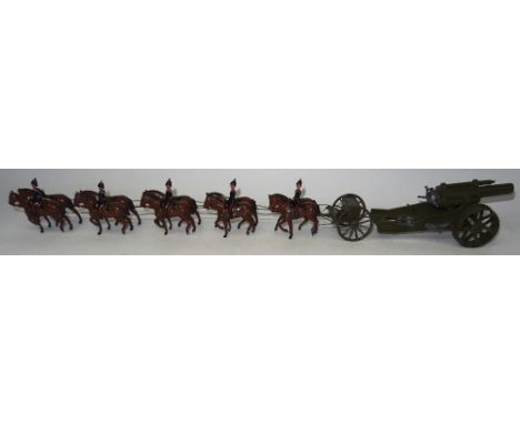 Britains set 211, Royal Artillery 18inch Howitzer and ten horse team SECOND VERSION with long hook drop down limber, khaki fi