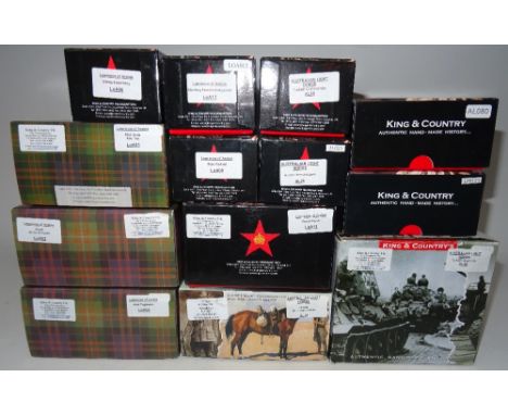 1/30 scale King and Country Lawrence of Arabia sets LoA 2, 3, 4, 6, 9, 11, 13 and LAH 124 in original boxes, and Arab horsema