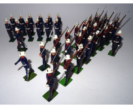 Britains Royal Marines from set 35 with three Officers, neatly repainted in the embellished Britains style with four similar 