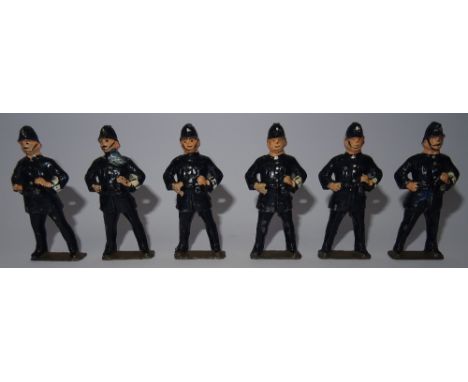 Johillco RARE 60mm scale Policemen with 'Bull's Eye' Lanterns (Condition Good, one Good-Fair with chip on neck and shoulder) 