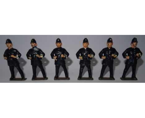 Johillco RARE 60mm scale Policemen with 'Bull's Eye' Lanterns (Condition Good, one Good-Fair with chip on neck and shoulder) 