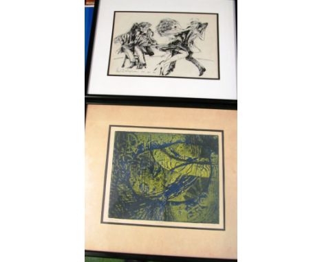 R.S. Jameson artist proof 'Untitled' print fisherman, print Barry Charles 12/100 and print dancers