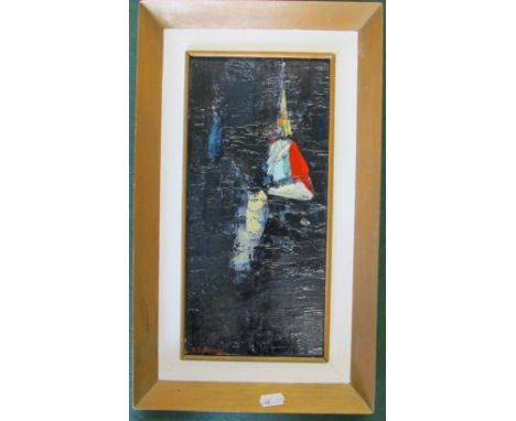 A E Hance - an abstract oil guardsman signed 15cm x 32cm and a print Army Service Corp