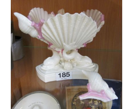 A Royal Worcester shell bowl dolphin base (piece broken)
