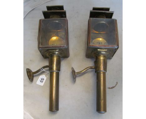 A pair of 19th Century Limehouse Lamp Co. brass carriage lamps