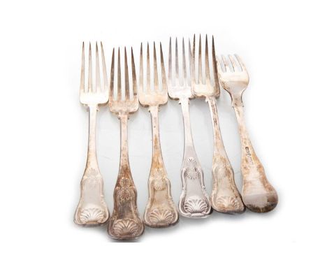 SET OF SIX VICTORIAN SILVER TABLE FORKS DAVID CRICHTON RAIT, GLASGOW  Queen's pattern21cm longQty: approx. 526g gross