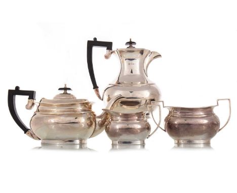 ELIZABETH II SILVER FOUR-PIECE TEA SERVICE E.H.P. CO., SHEFFIELD 1970 comprising teapot, coffee pot, sugar bowl and cream jug