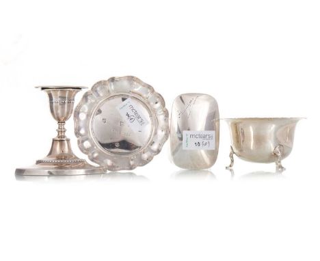 COLLECTION OF SMALL SILVER VARIOUS ASSAYS AND DATES comprising a sugar bowl, pin dish with presentation inscription, lidded o