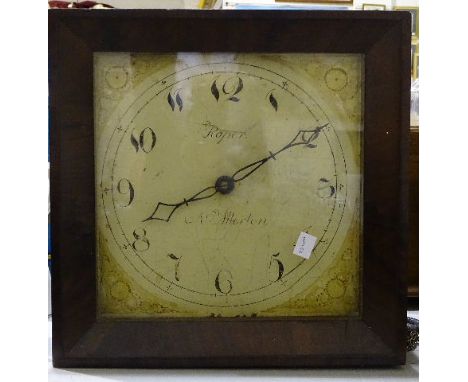 Raper, North Allerton, a chain-driven long case clock movement with painted 31cm dial striking on a bell, now in square wall-