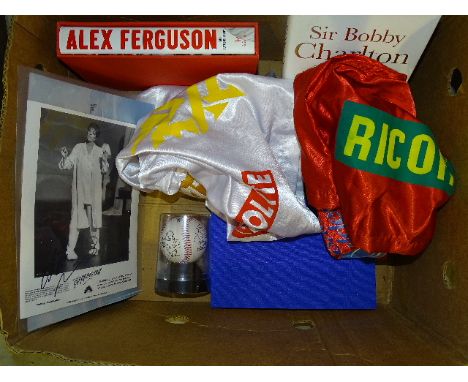 Alex Ferguson, a signed copy of 'My Autobiography', Jessica Ennis, a signed copy of 'Unbelievable', two pairs of Manny Pacqui