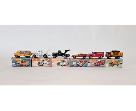 Six boxed Matchbox Superfast 75 series diecast model cars&nbsp;to include No.66 Ford Transit, 2 X No.66 Tyrone Malone Superbo
