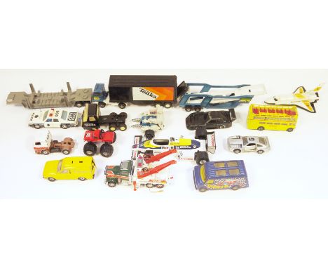 Over one hundred and twenty loose, play-worn mainly diecast vehicles including Burago, Matchbox Lesney, Tonka, Corgi, Majoret