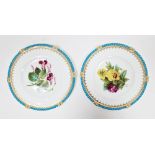 Two English porcelain cabinet plates, circa 1870, printed registration lozenges, pattern no.B/