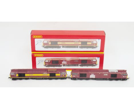 Two Hornby model railways OO gauge locomotives R2883 EWS Co-Co diesel electric Class 60 ' The Territorial Army Centenary ' an