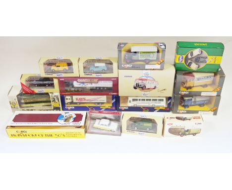 16 boxed Corgi diecast vehicles&nbsp;including a limited edition Transport of the 30's Thornycroft and Ford Model T delivery 