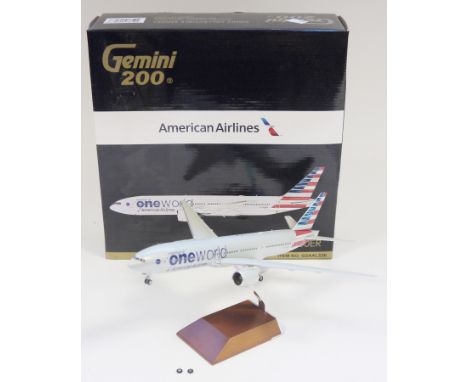 Gemini Jets - Gemini 200 1:200 scale die-cast aircraft model American Airlines one world Boeing 777-200ER, item no. G2AAL526,
