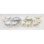 Royal Doulton Art Deco part tea-service, printed green marks, pattern no. V.1409, with pink and blue