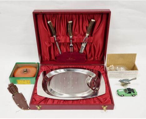 Cavallier carving set&nbsp;in presentation case dated 1965, a Webley Sports Starting pistol&nbsp;MKIII, a John Rabon &amp; So