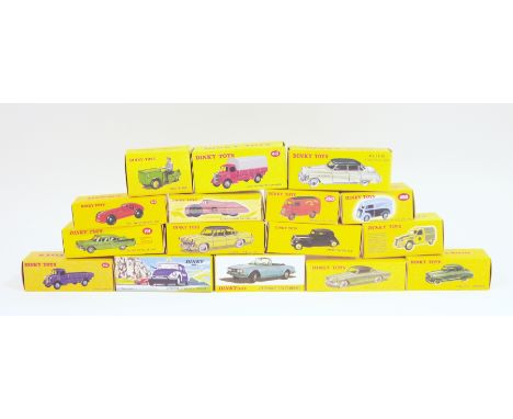 Sixteen Modern Dinky Toys by Mattel&nbsp;to include 501 Citroen DS 19 police, 412 Austin Wagon, 413 Austin covered wagon, 23 