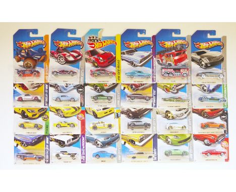 38 Mattel Hotwheels carded diecast cars and vehicles&nbsp;including Custom 66 GTO wagon, Muscle Mania GM12, BMW M3, Porsche C