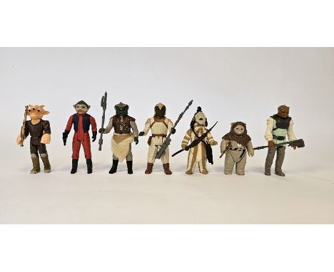 Seven Vintage 1983 L.F.L Star Wars Action Figures to include&nbsp;Klaatu with axe,&nbsp;Klaatu (In Skiff Guard Outfit) with s