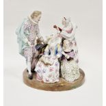 19th century Continental porcelain conversation group, spurious blue crossed swords marks, a
