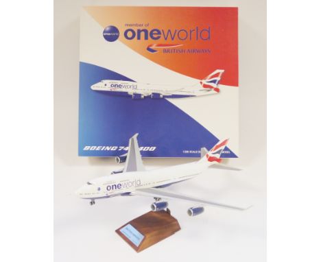 J C Wings Boeing official licensed product 1:200 scale British Airways one world Boeing 747-400 diecast model aircraft,&nbsp;