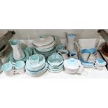 Mid-century Poole Pottery part dinner-service, with cloud grey and turquoise ground, comprising: