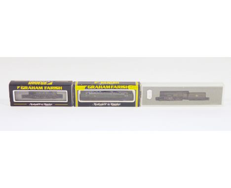 Three boxed Graham Farish by Bachmann N gauge locomotives to include&nbsp;370-150 N Gauge BR Green 7004 Eastnor Castle (no sl