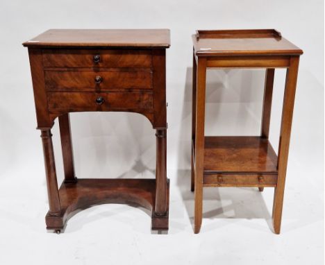 William IV/early Victorian mahogany side cabinet, the rectangular top over three drawers with turned wooden handles, raised o