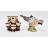 Beswick pottery model of a jay, marked to base 1219, 25cm wide and a pottery novelty egg stand in