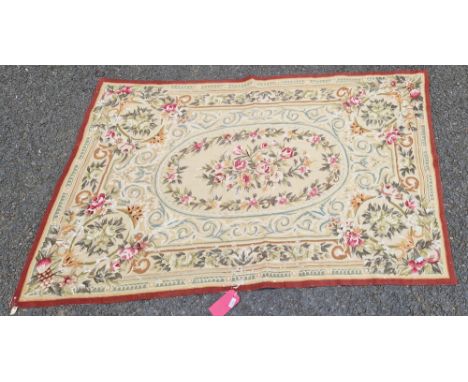 Floral cream ground tapestry with spray of roses, 114cm x 175cm   Property of Dunkirk Manor, Theescombe, Stroud 